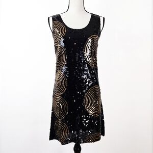 EUC Runway Paris Black and Gold Sequin Dress
